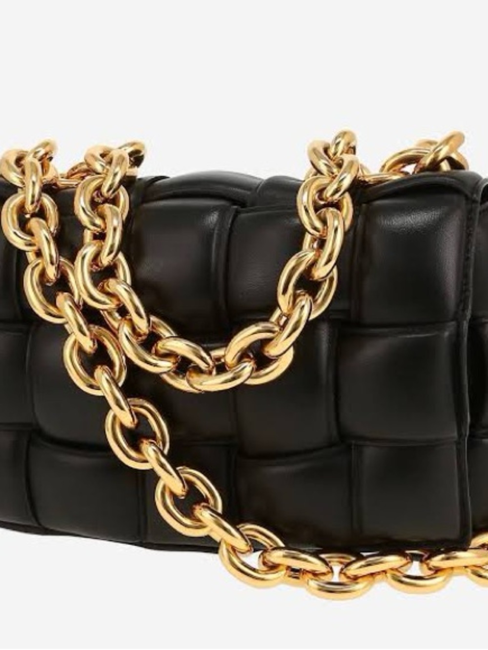 Bottega Veneta Black Padded Cassette Shoulder Bag with Gold Chain Strap - Picture 9 of 9